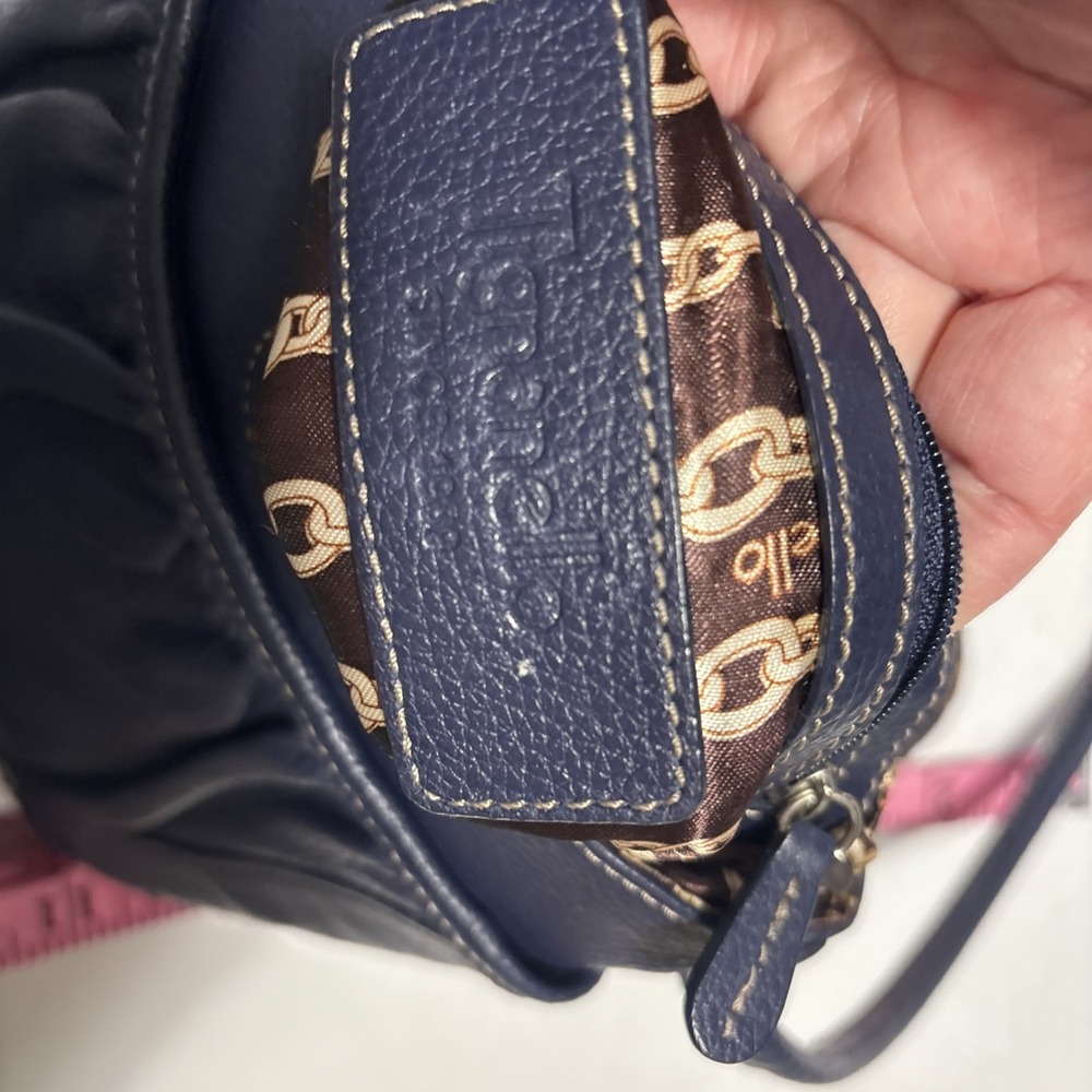 Vintage Blue Tignanello Crossbody Handbag 1989 Pebbled Leathe - Picture 6 of 8